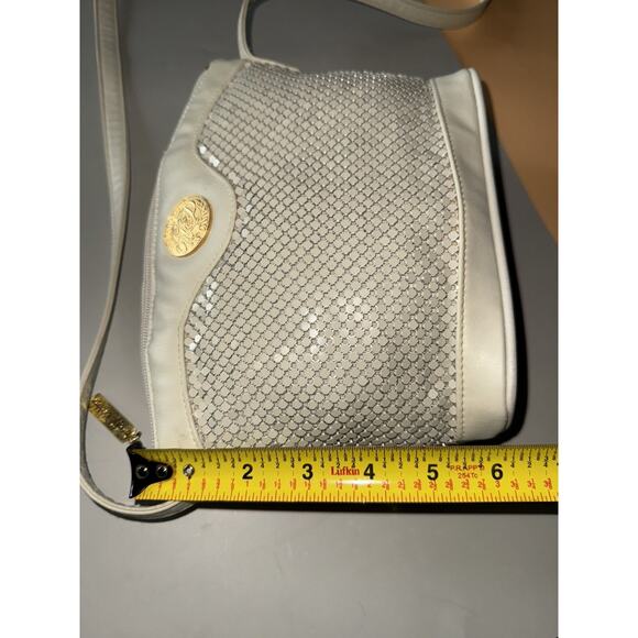 Vintage WHITING & DAVIS METAL MESH BAG Cream White SHOULDER STRAP - Picture 10 of 10